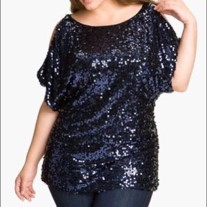 Adrianna Papell Sequin Dolman Sleeve Top 3X/22